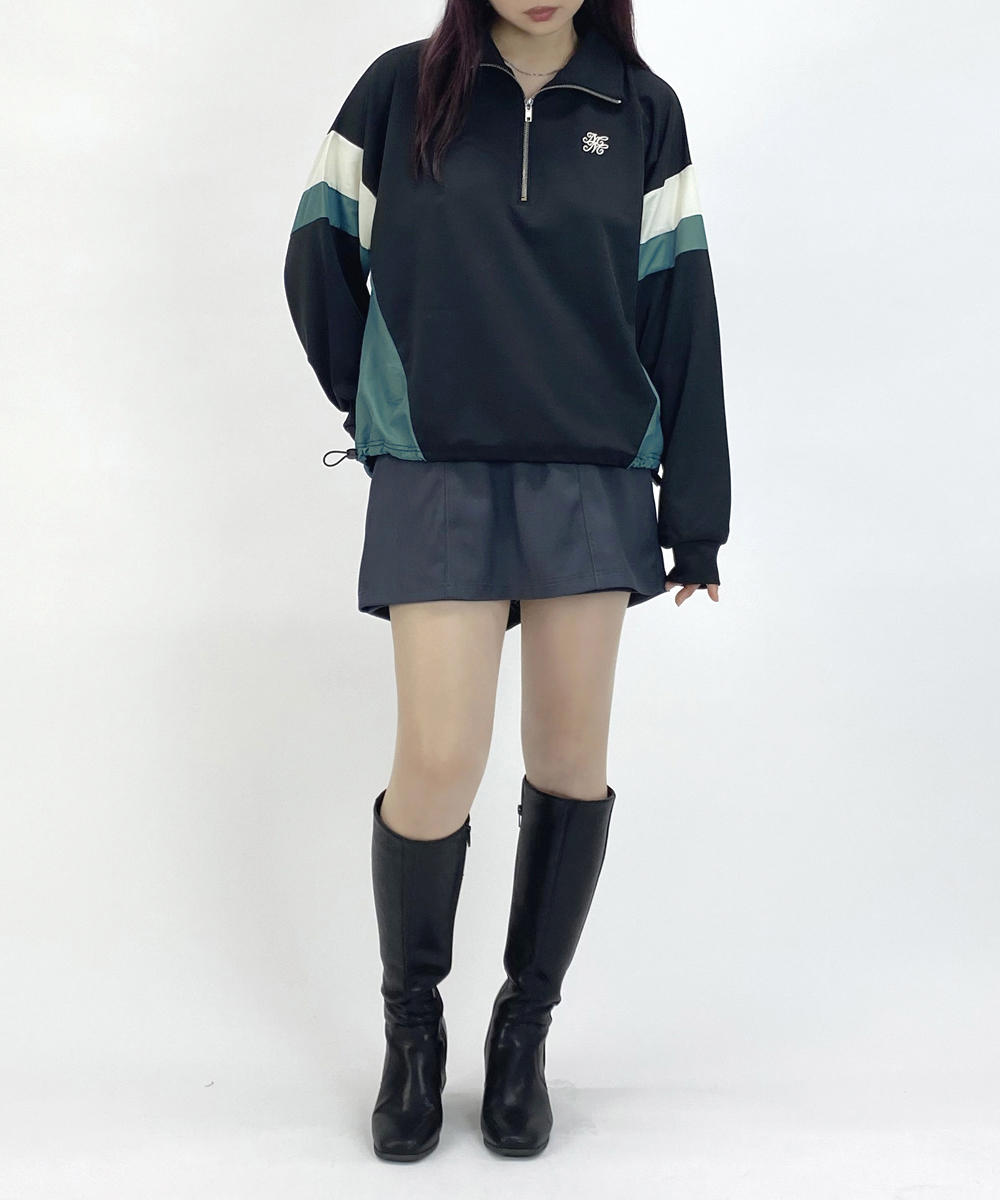 TIME SALE】異素材配色ハーフZIPプルオーバー｜【NICOLE CLUB