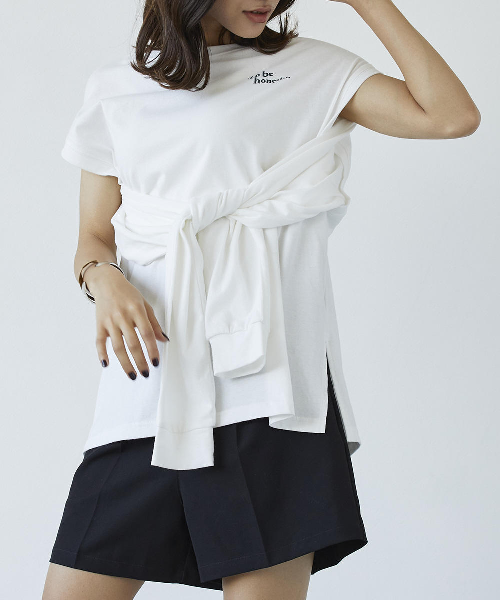TIME SALE】2WAYスリット ロングスリーブ /ノースリブ Tシャツ TIME SALE】2WAYスリット ロングスリーブ /ノースリブ Tシャツ