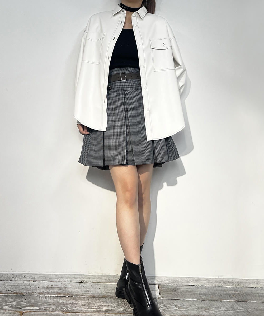 TIME SALE】フェイクレザーCPOシャツ｜【NICOLE CLUB】WEB限定