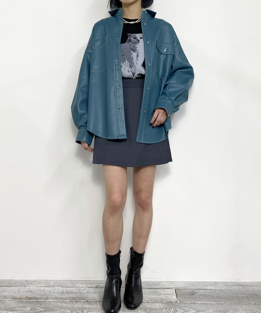 TIME SALE】フェイクレザーCPOシャツ｜【NICOLE CLUB】WEB限定