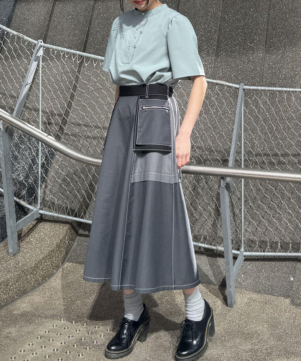 カンフー風フラワー刺繍ブラウス｜【NICOLE CLUB】WEB限定